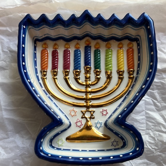 Jacob Rosenthal Other - 🥳👏HP NWOT Menorah Ceramic Multicolored Dish w/Gold Accents by Jacob Rosenthal